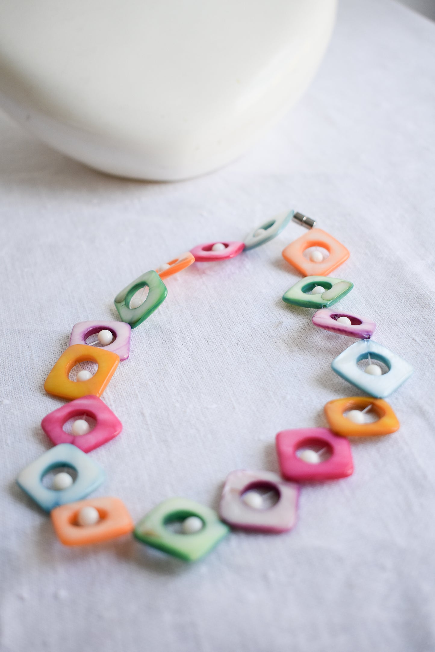 Funky square beaded choker necklace