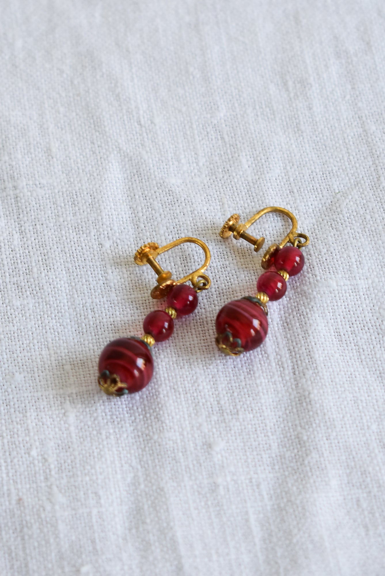 Vintage glass screw on earrings