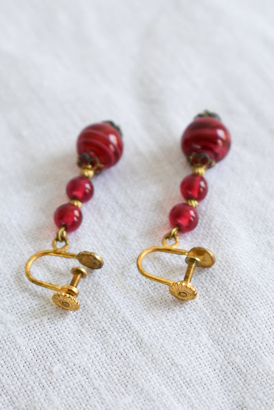 Vintage glass screw on earrings