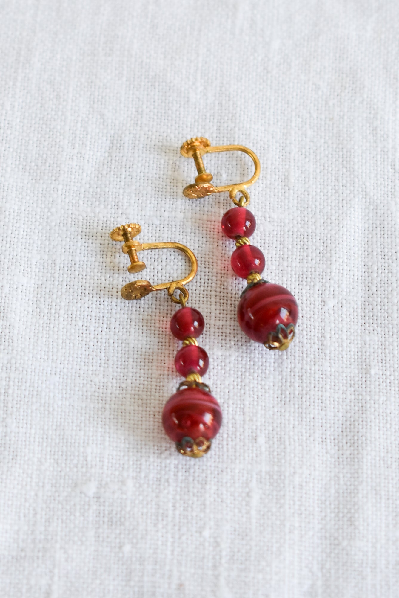 Vintage glass screw on earrings