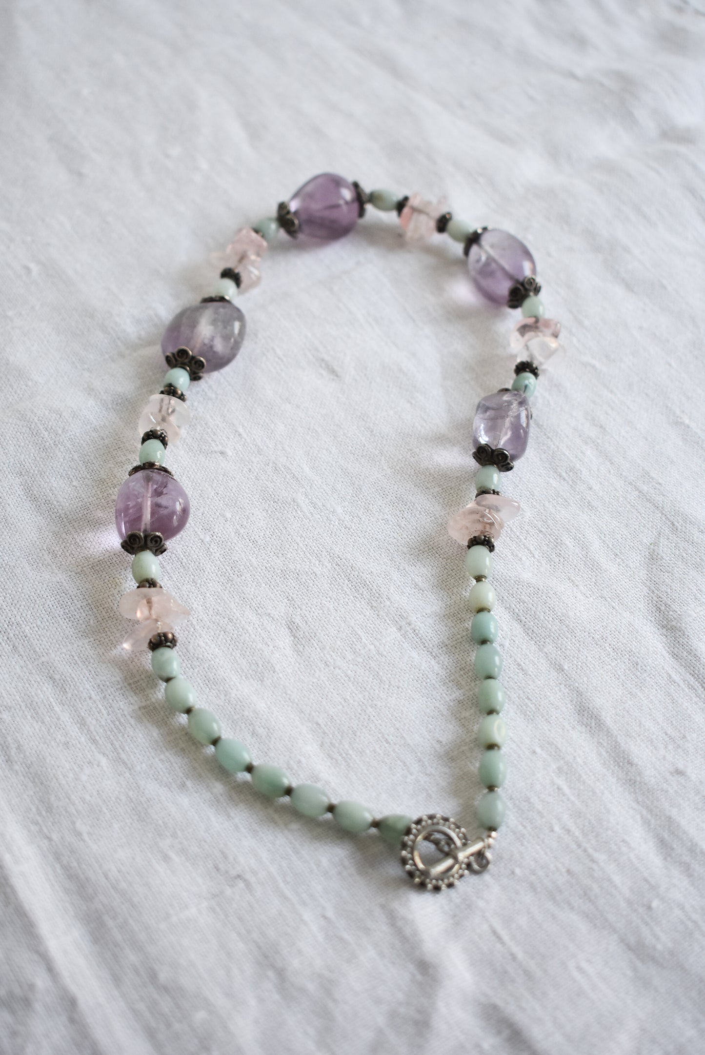 Amethyst, rose quartz necklace