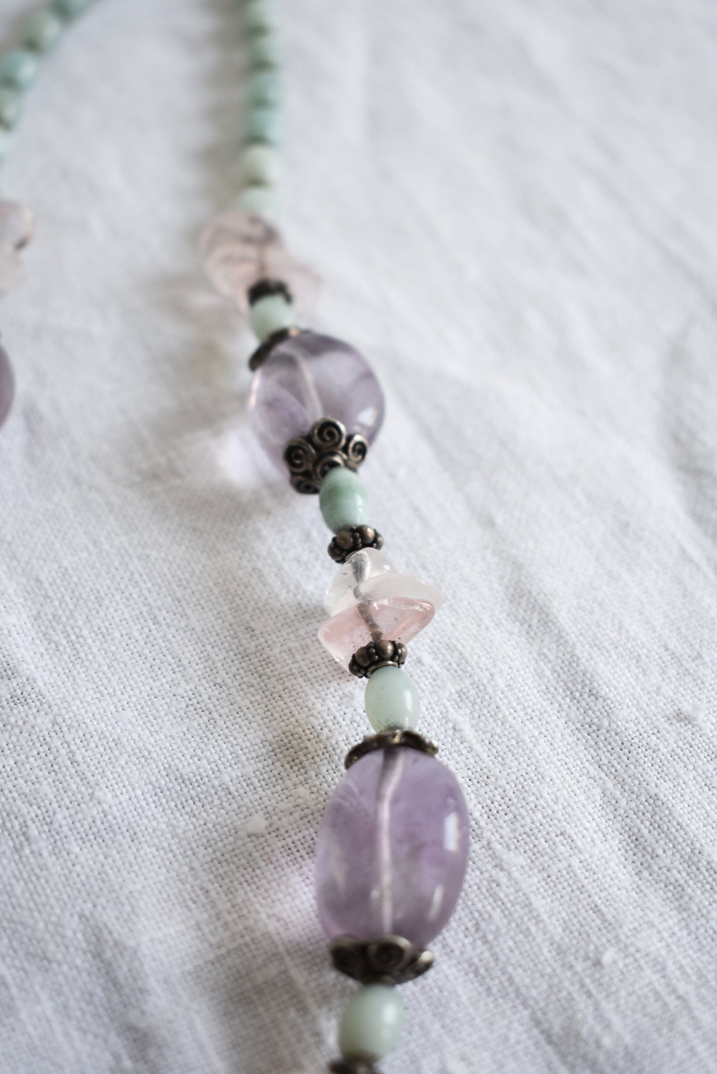 Amethyst, rose quartz necklace