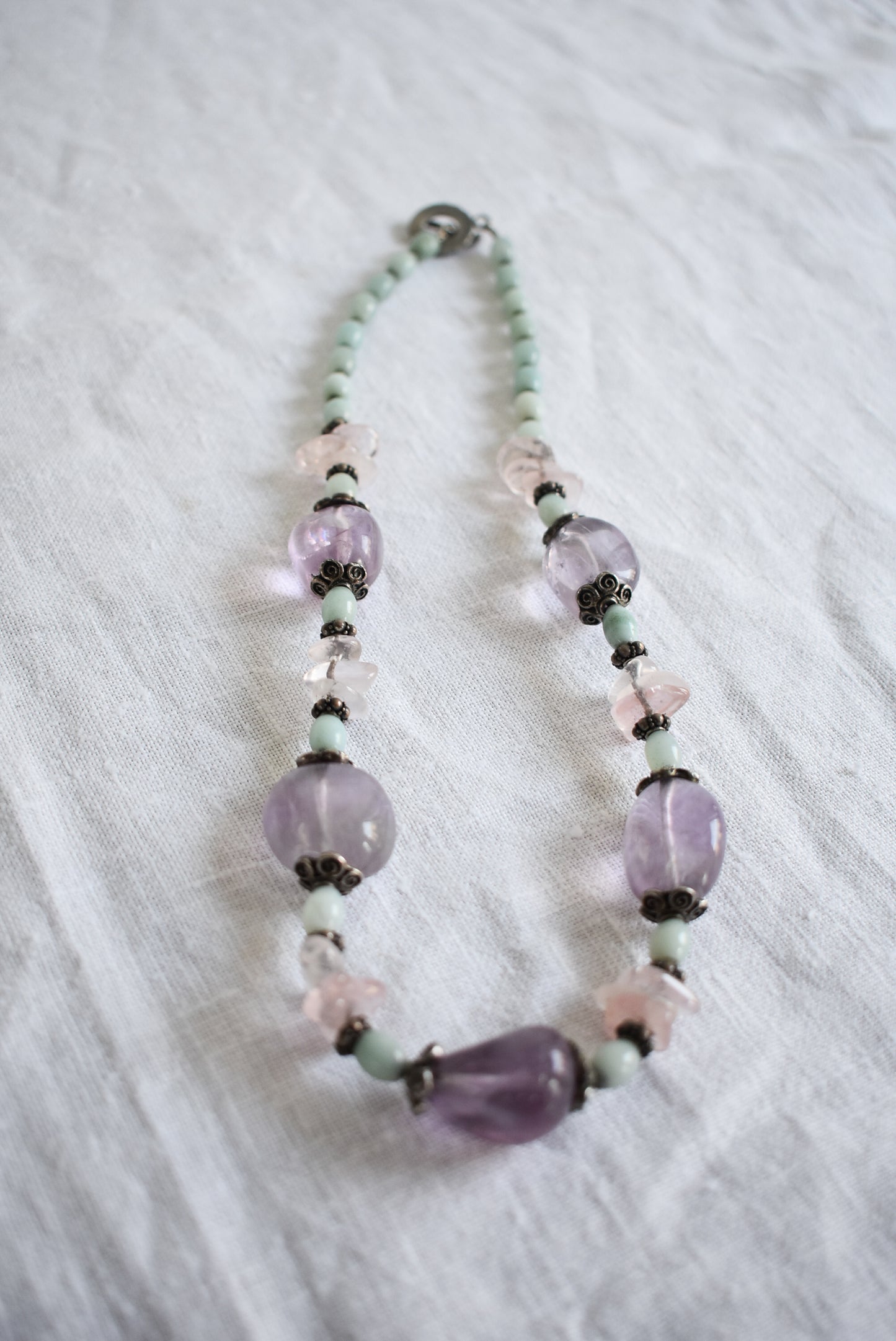 Amethyst, rose quartz necklace