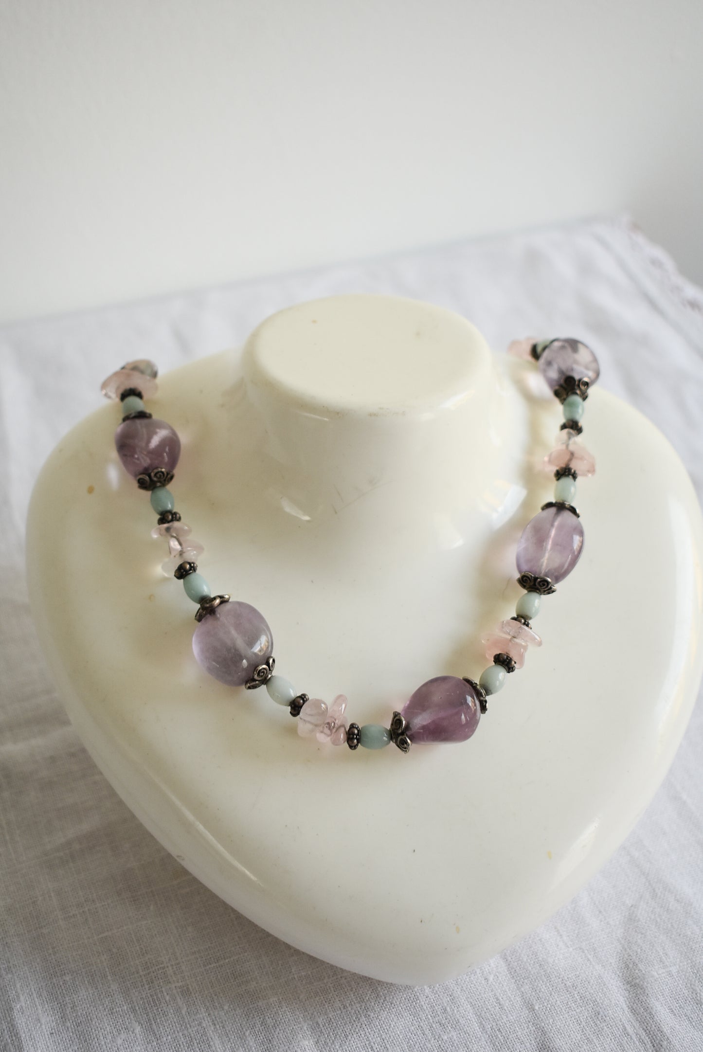 Amethyst, rose quartz necklace