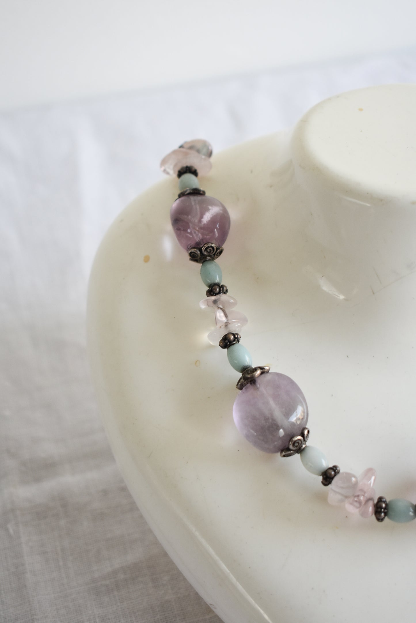 Amethyst, rose quartz necklace