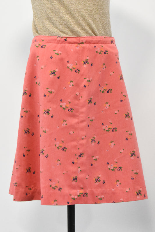 Handmade retro pink floral skirt, S