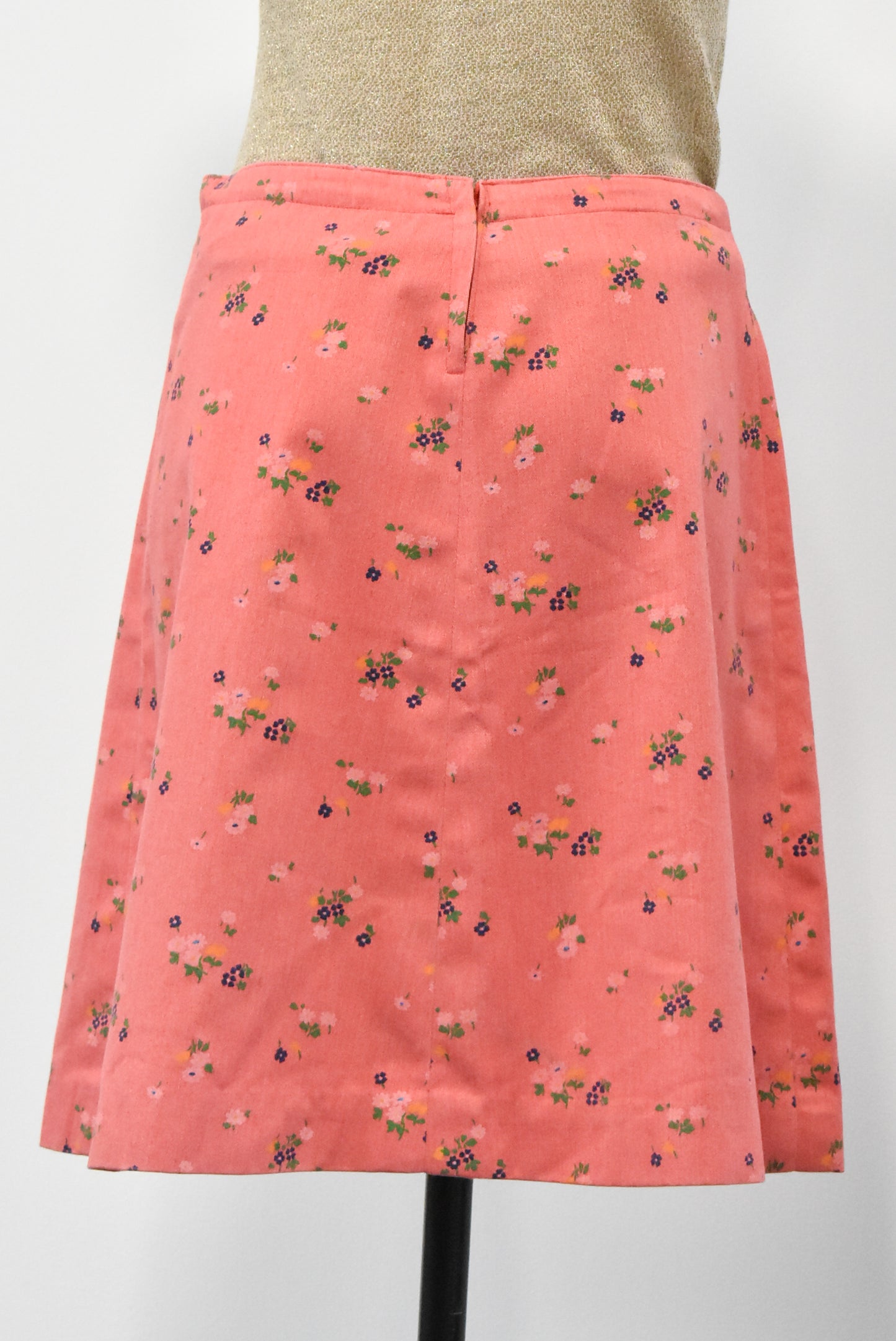 Handmade retro pink floral skirt, S