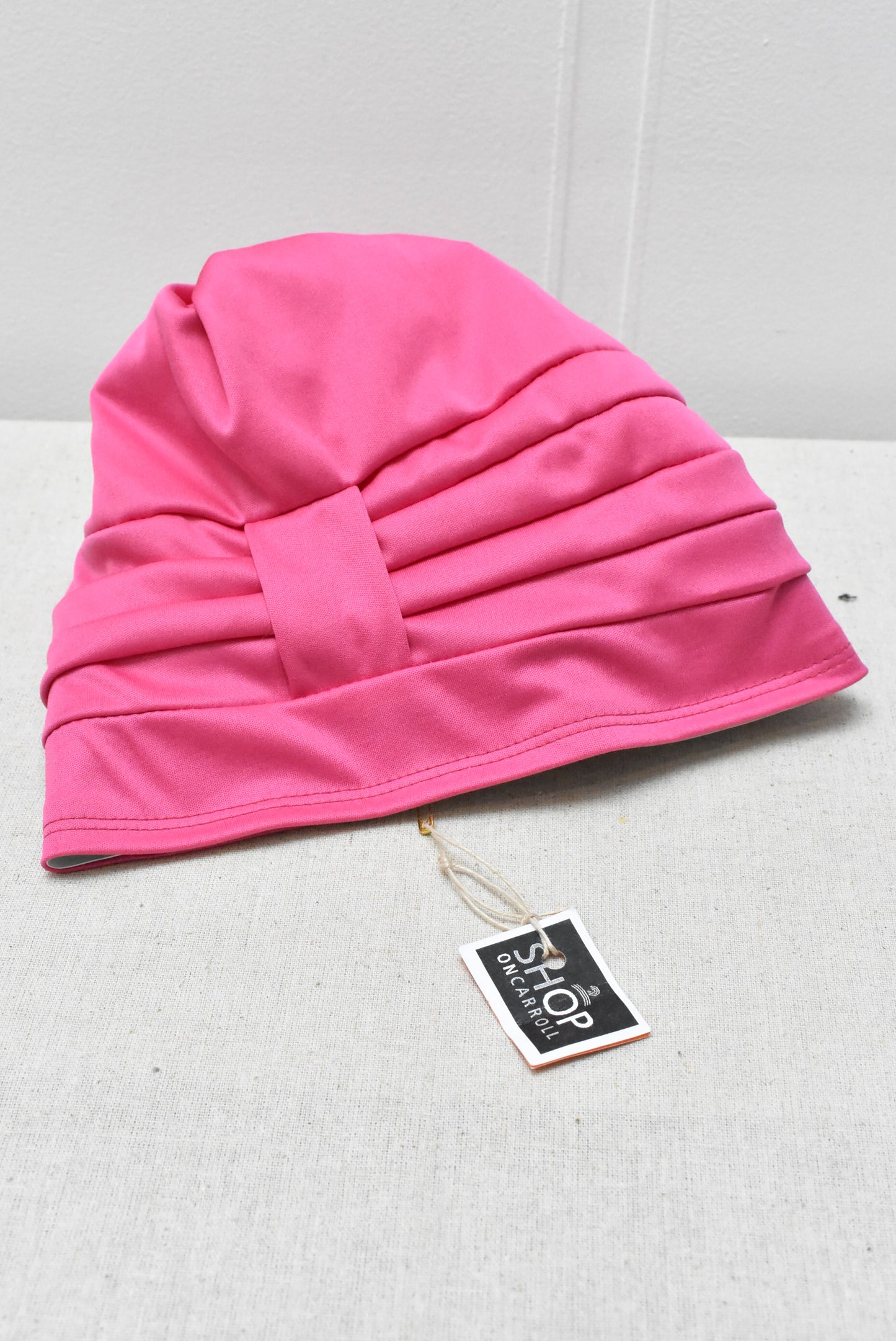 Vintage pink turban shower cap