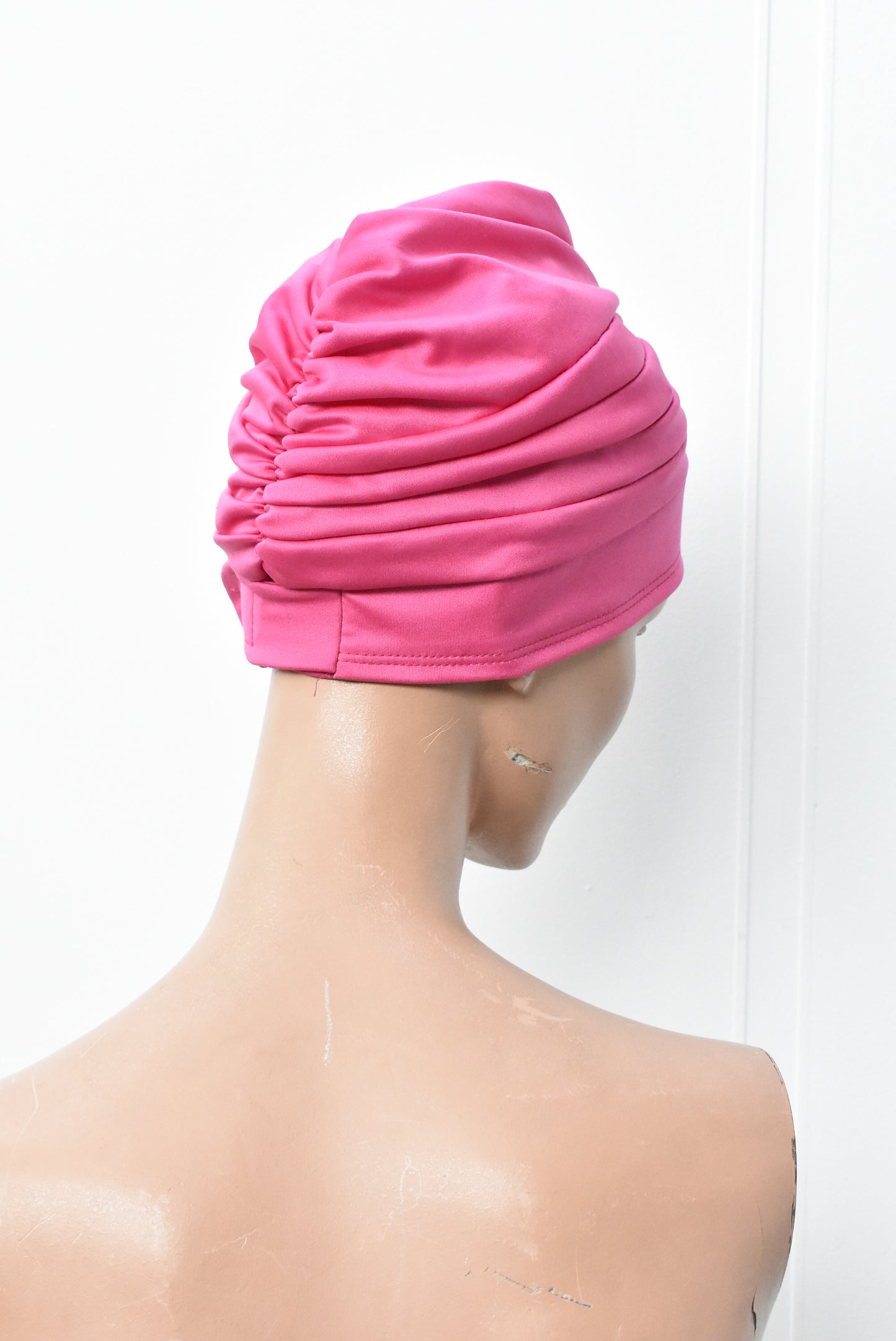 Vintage pink turban shower cap