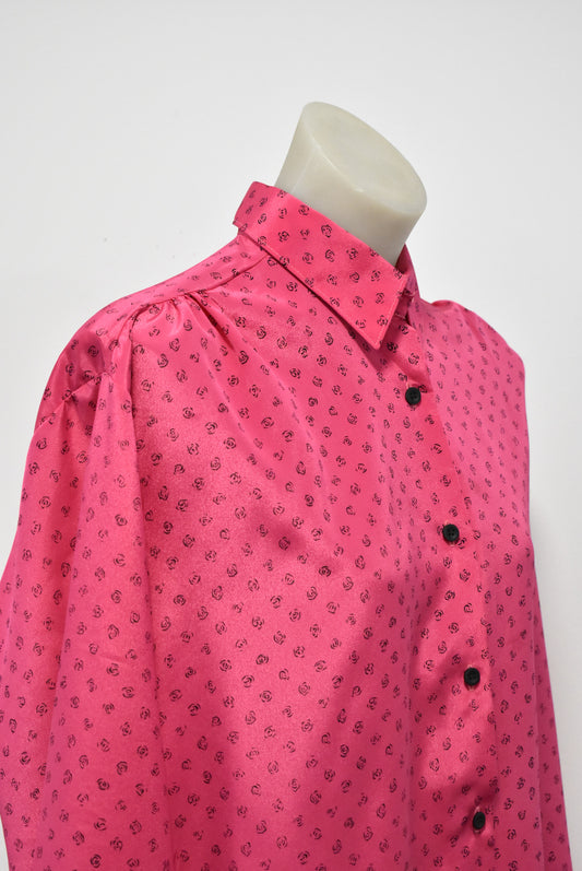 Fifth Avenue retro hot pink button up shirt, 20