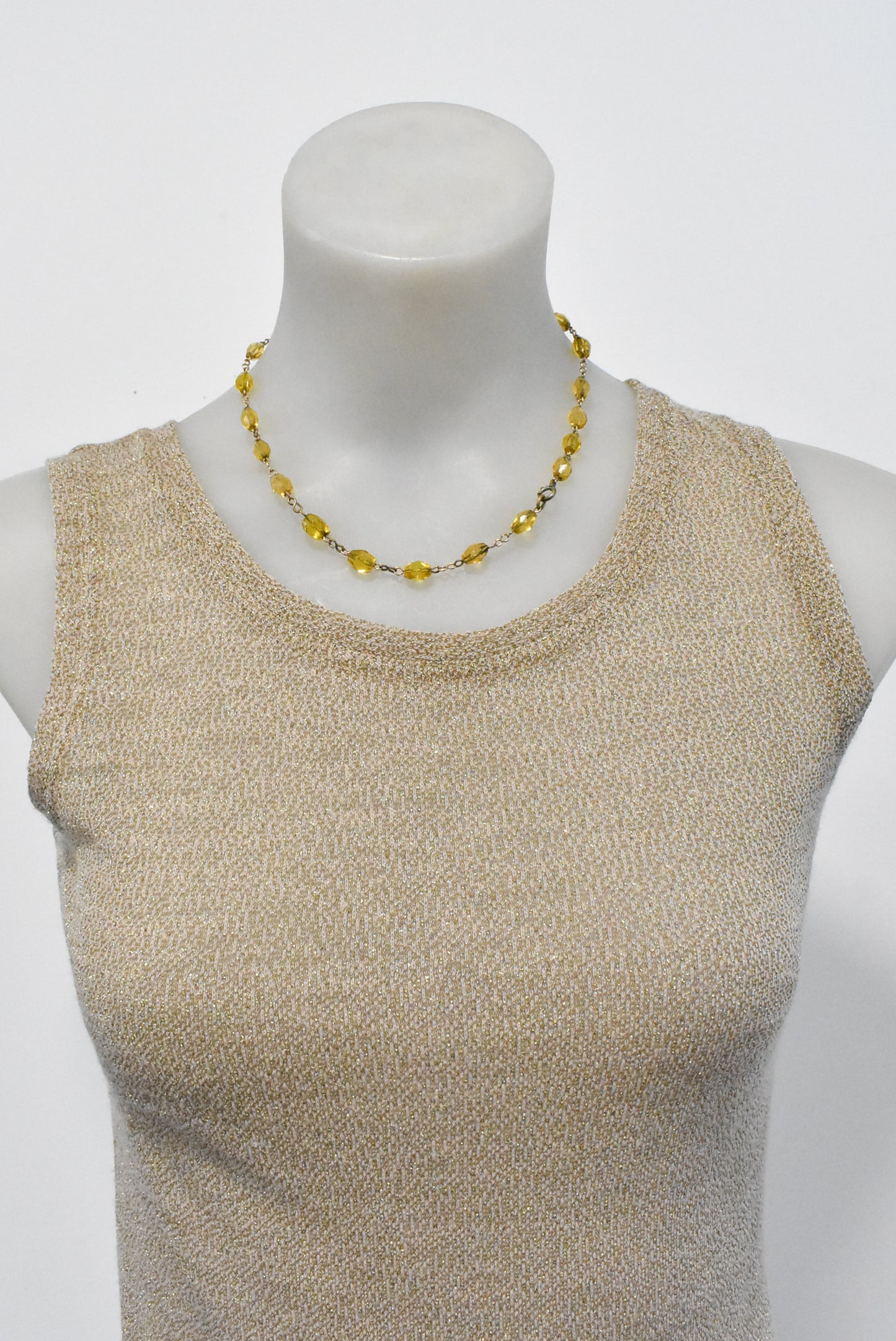 Yellow Glass Bead Necklace