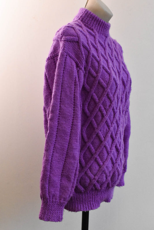 Handknit orchid purple sweater, size s