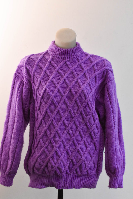 Handknit orchid purple sweater, size s