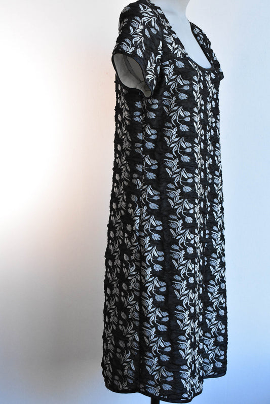 Waughs made in NZ greyscale floral dress, size L