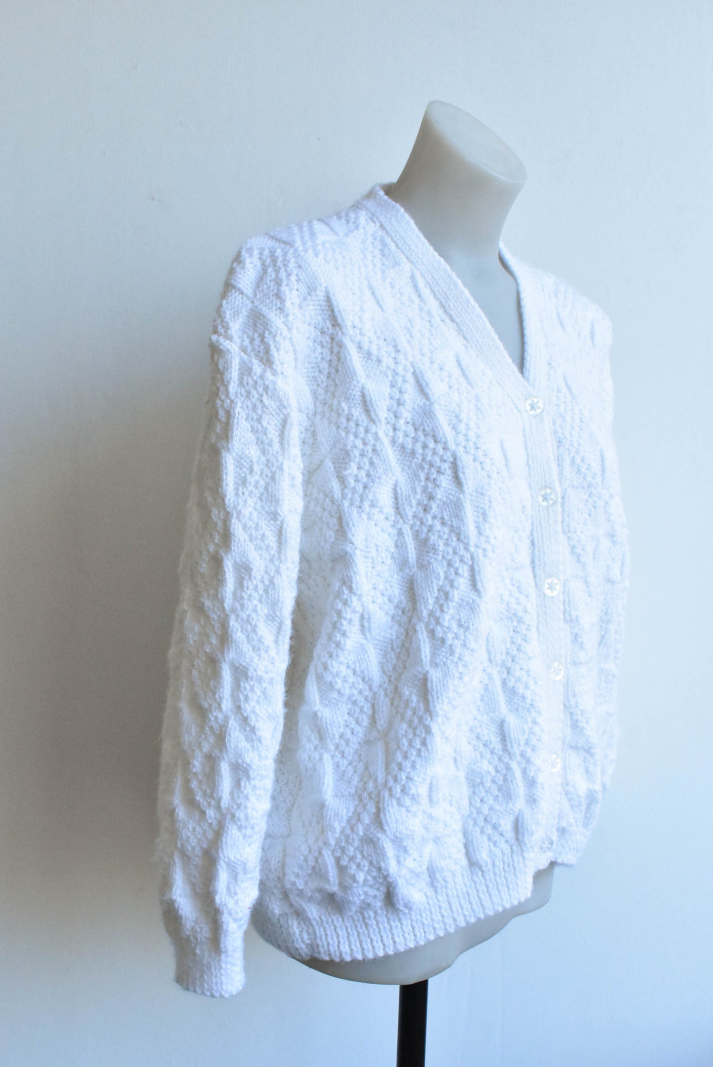 White handknit cardigan, Size small -medium