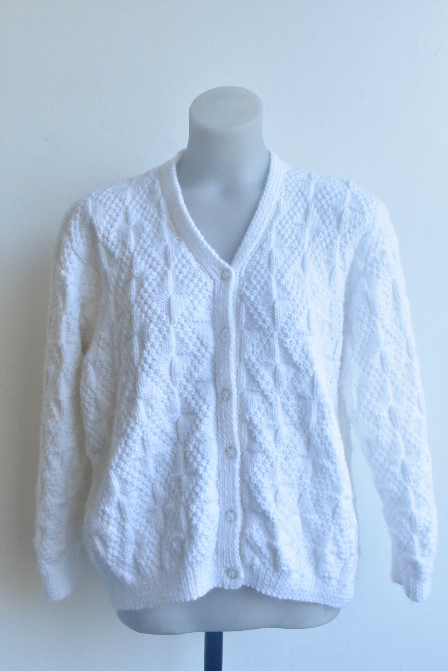 White handknit cardigan, Size small -medium