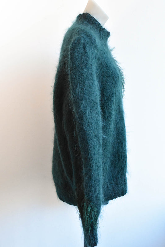 Green mohair handknit Size M