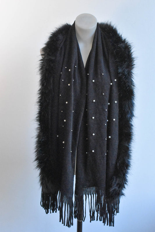 Black pearl and fur wrap