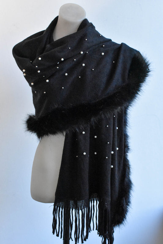 Black pearl and fur wrap