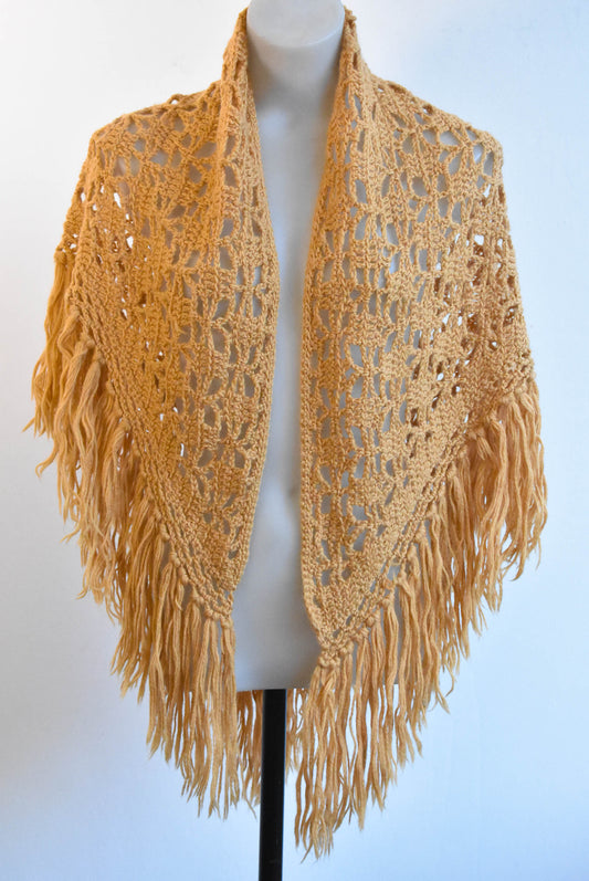 Tan crochet shawl