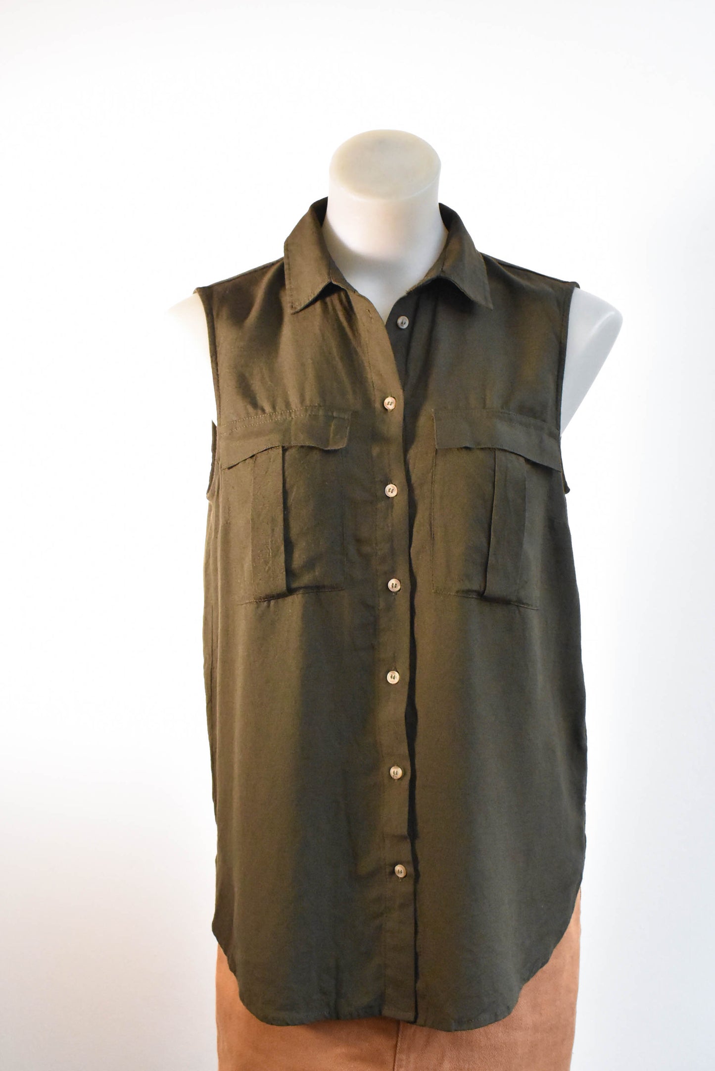 H&M Forest Green Button Up Singlet, size 6