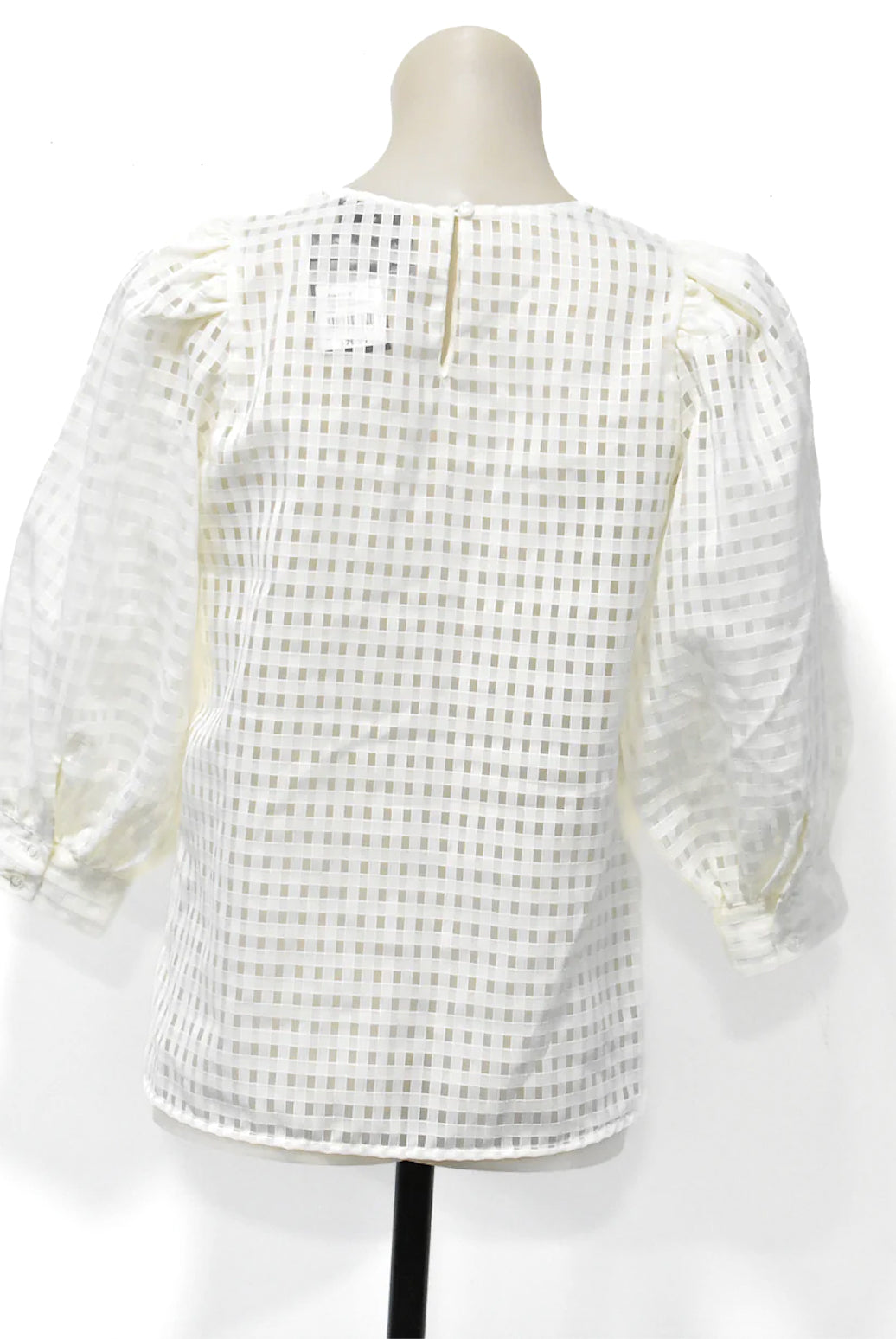 Emerge, white puffy 3/4 sleeve blouse, 8