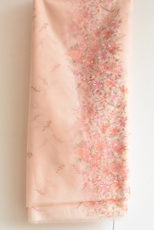 Pink floral sheer fabric