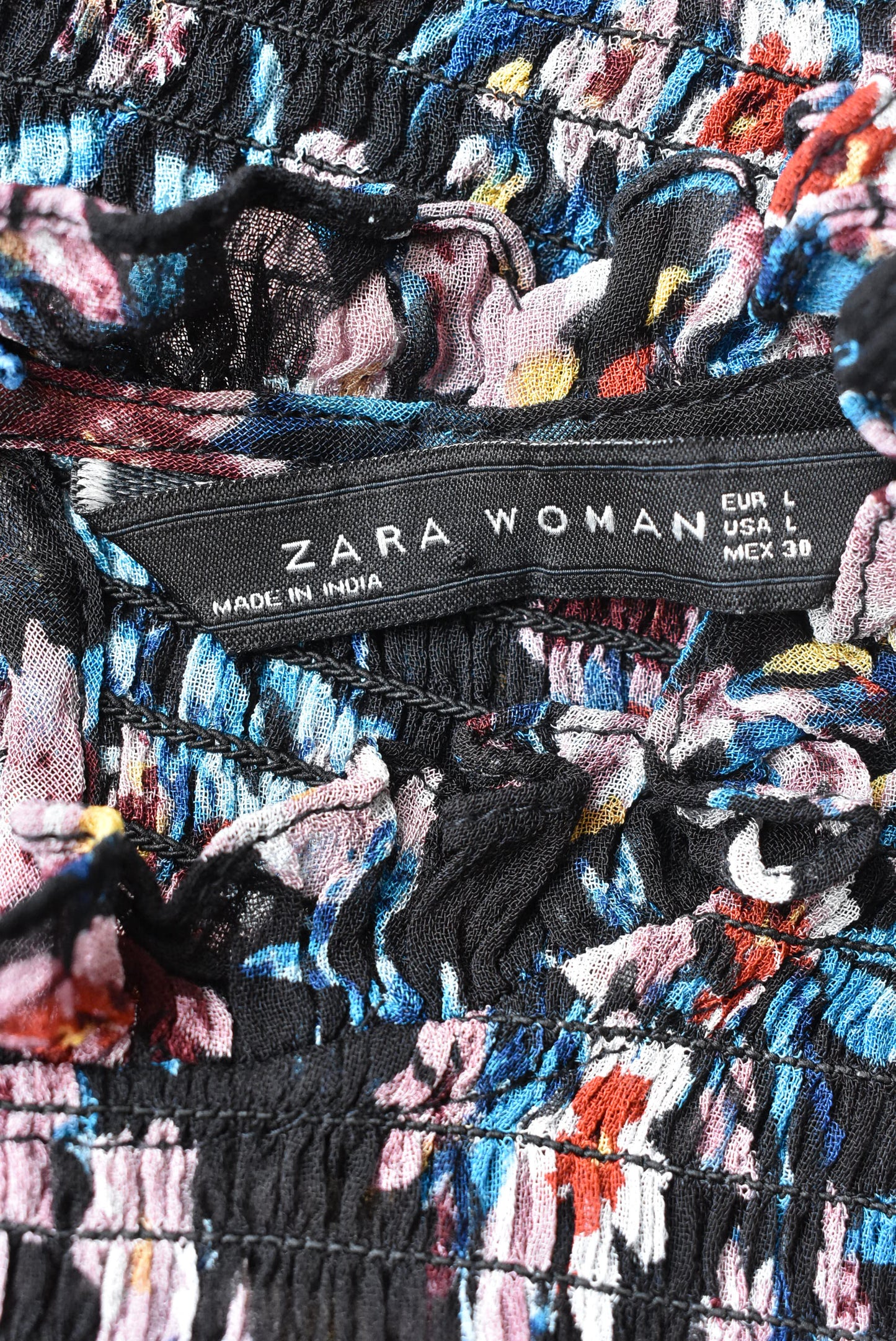 Zara floral shirred sheer crop top, size L