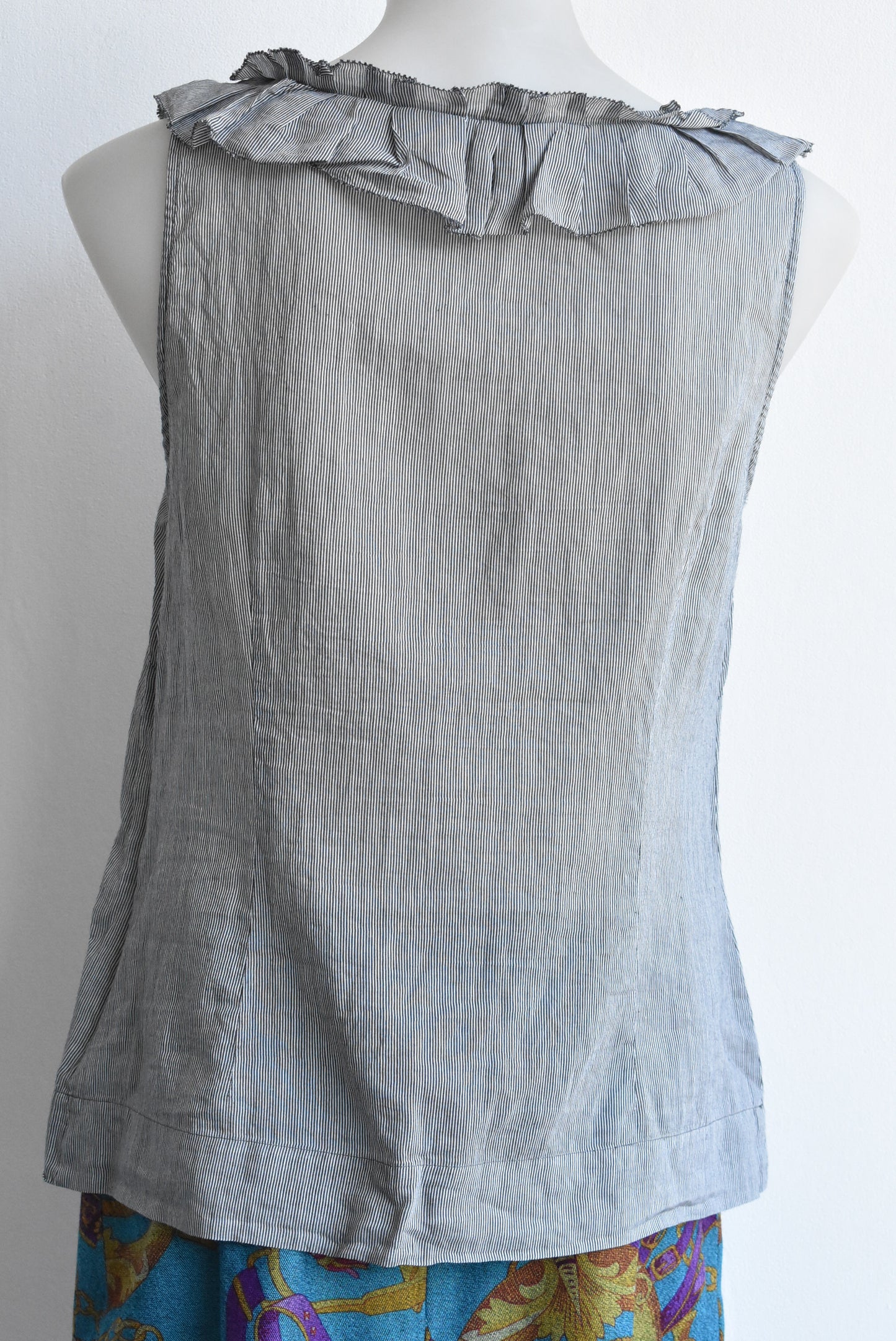 Veronika Maine grey cotton-silk sleeveless top, size 10