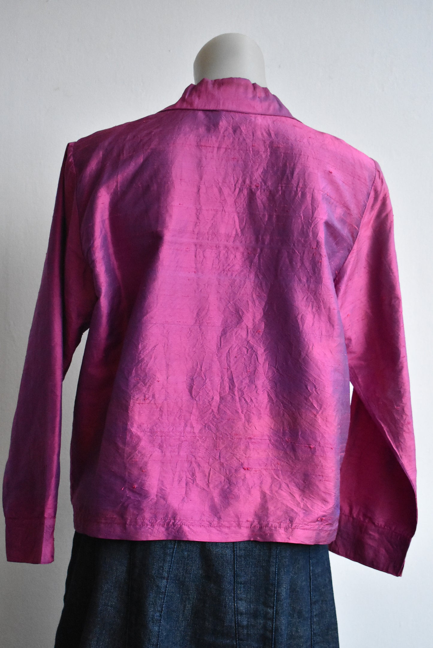 Chico's Design silk iridescent pink shirt. S/M