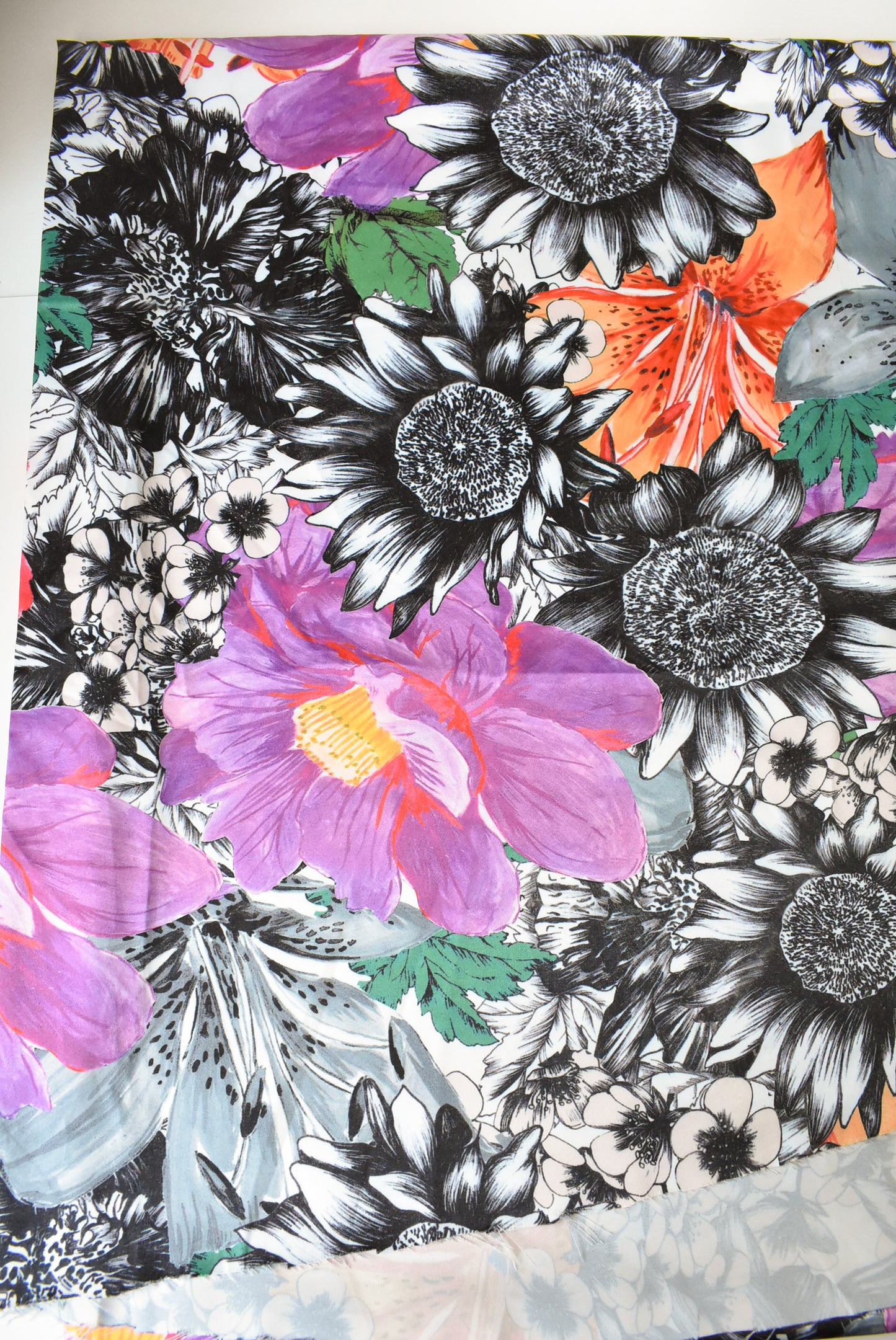 Floral satin fabric, 150cm x 2.2m
