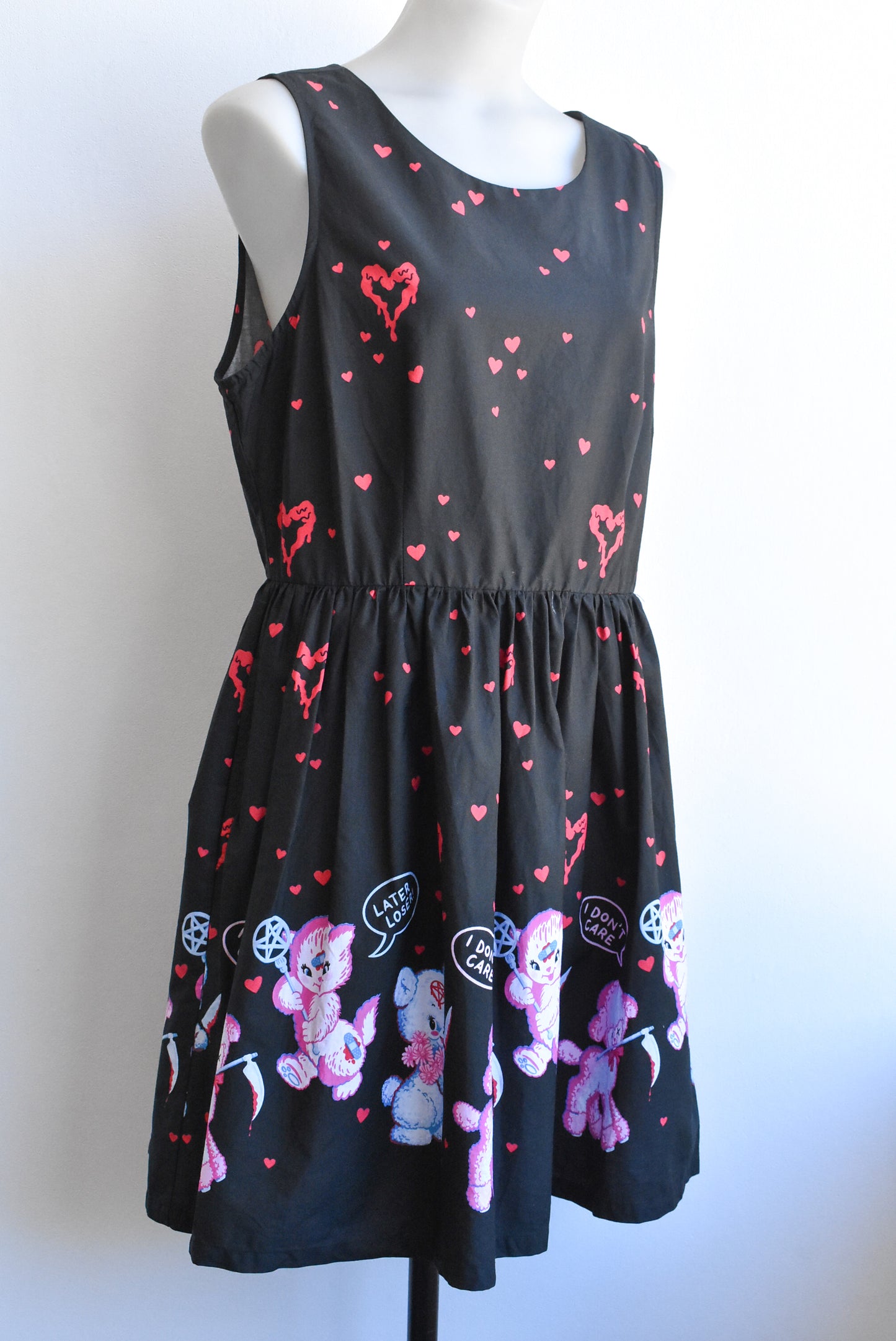 Black Friday cynical lamb/kitten dress with pockets, size 14