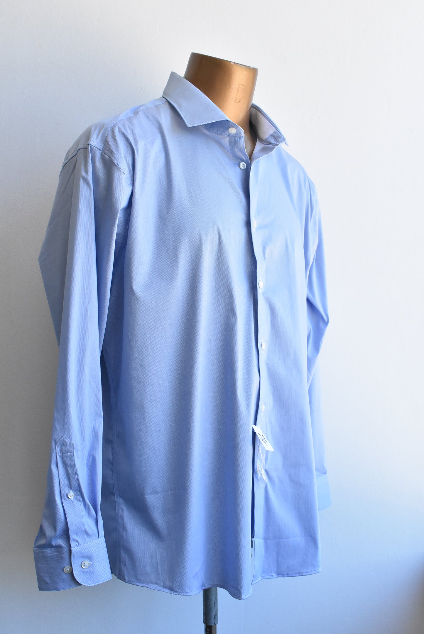 Just One Earth blue pinstriped shirt, size 34/35 Mens