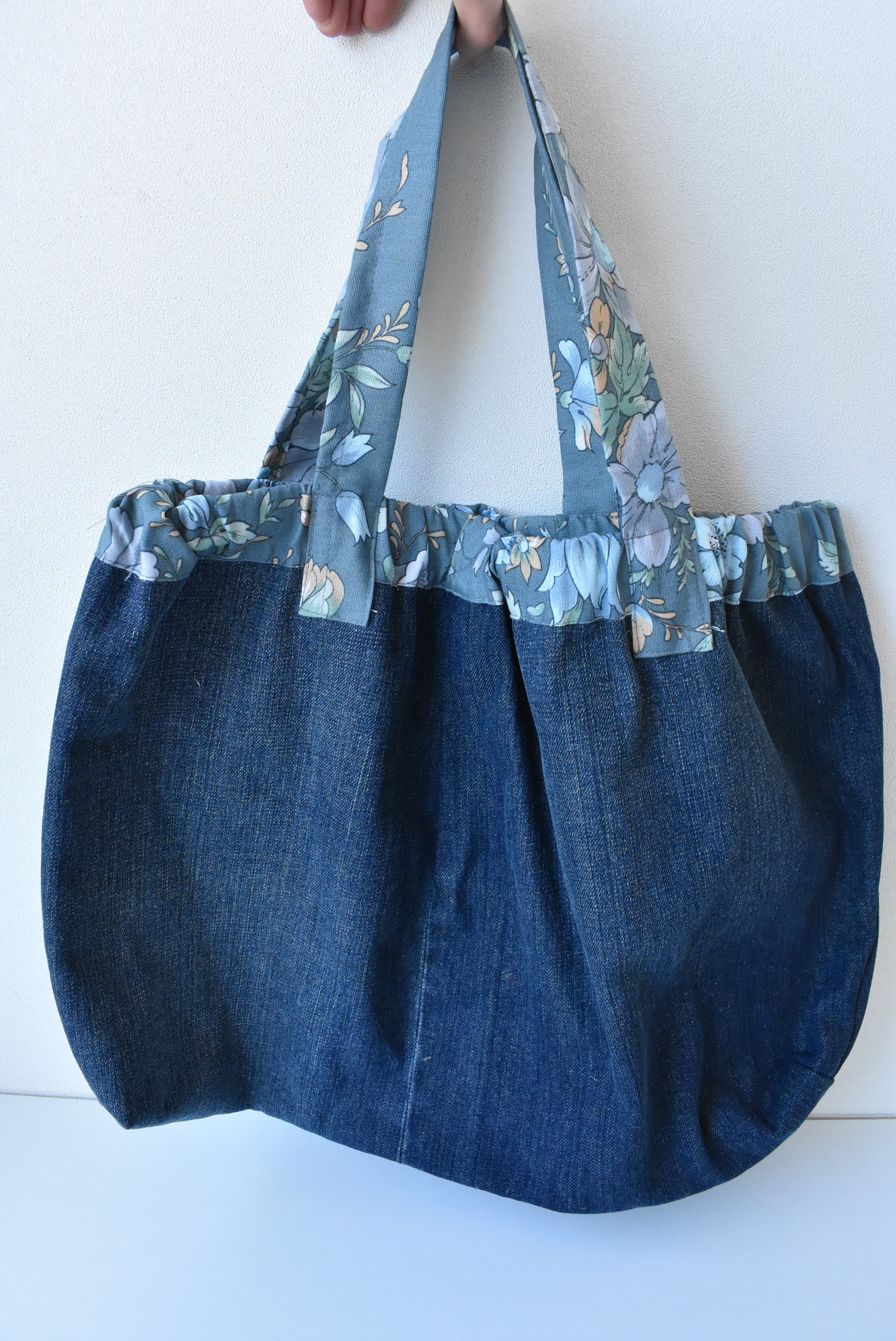 Upcycled dark denim tote bag 2 Shop on Carroll Online