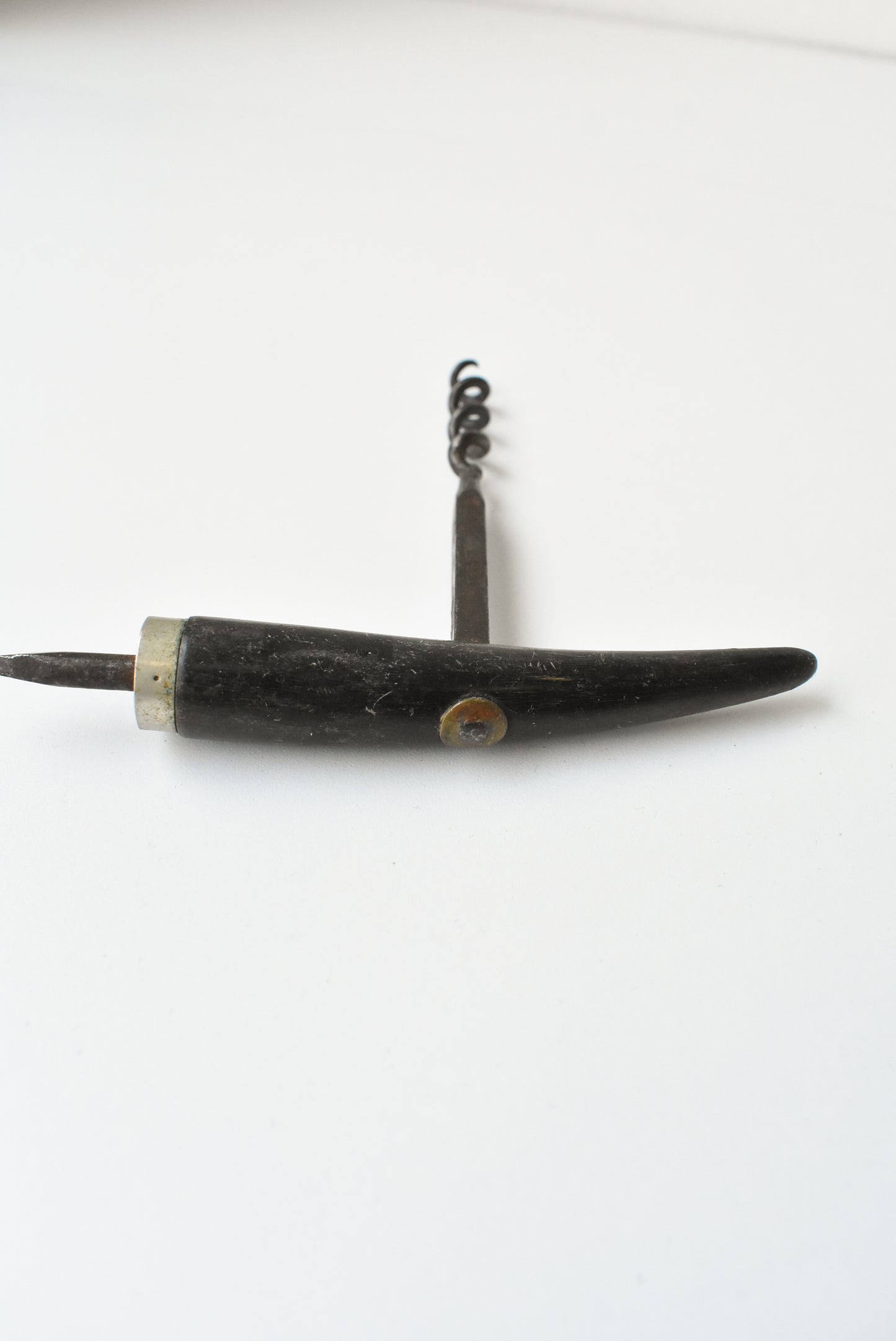 Vintage horn corkscrew and awl/screwdriver