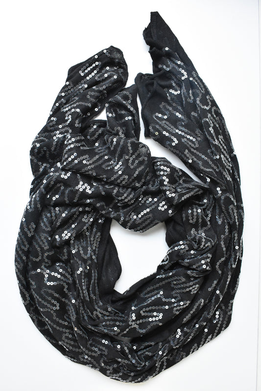 Citta Design black sequined wool blend scarf