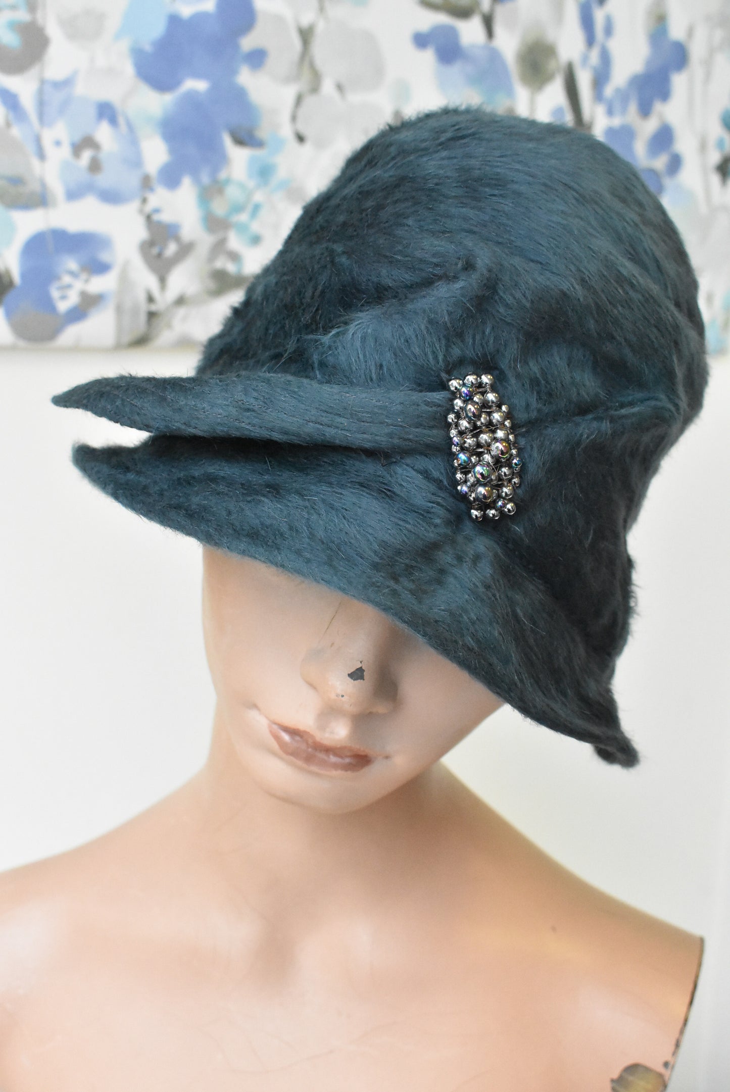 Sea green soft cloche hat