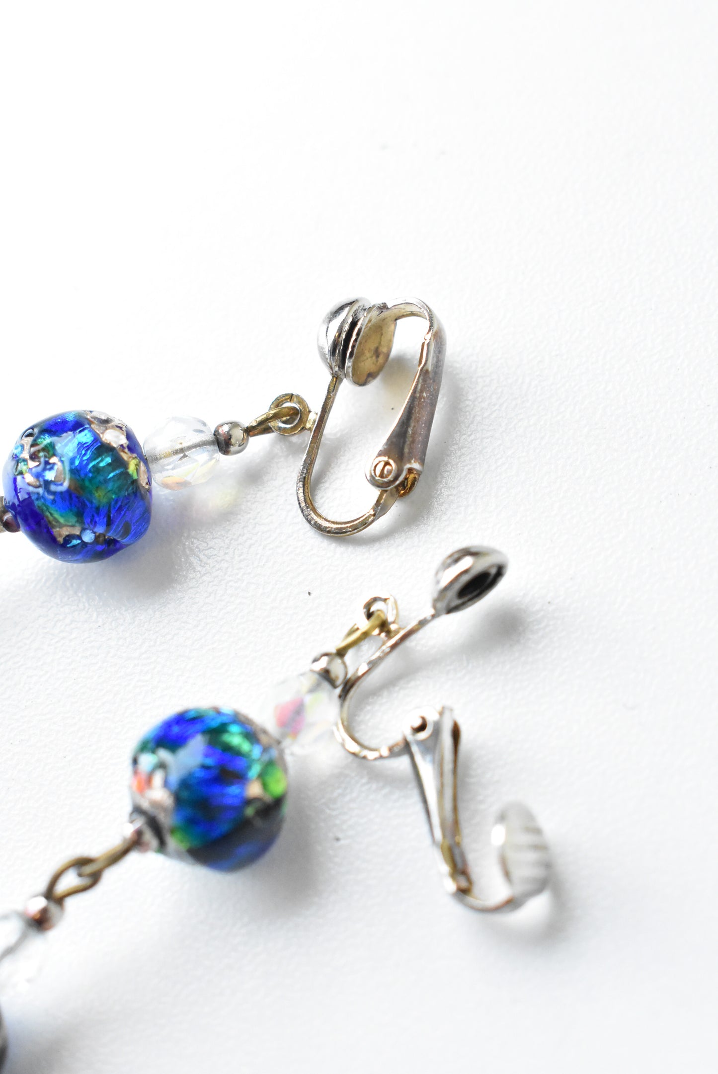 Murano glass clip on drop earrings