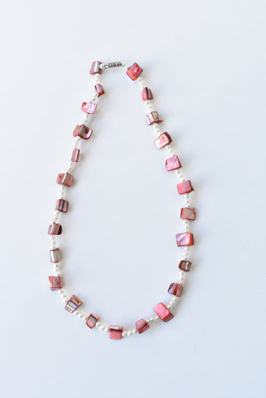 Funky pink and beads necklace