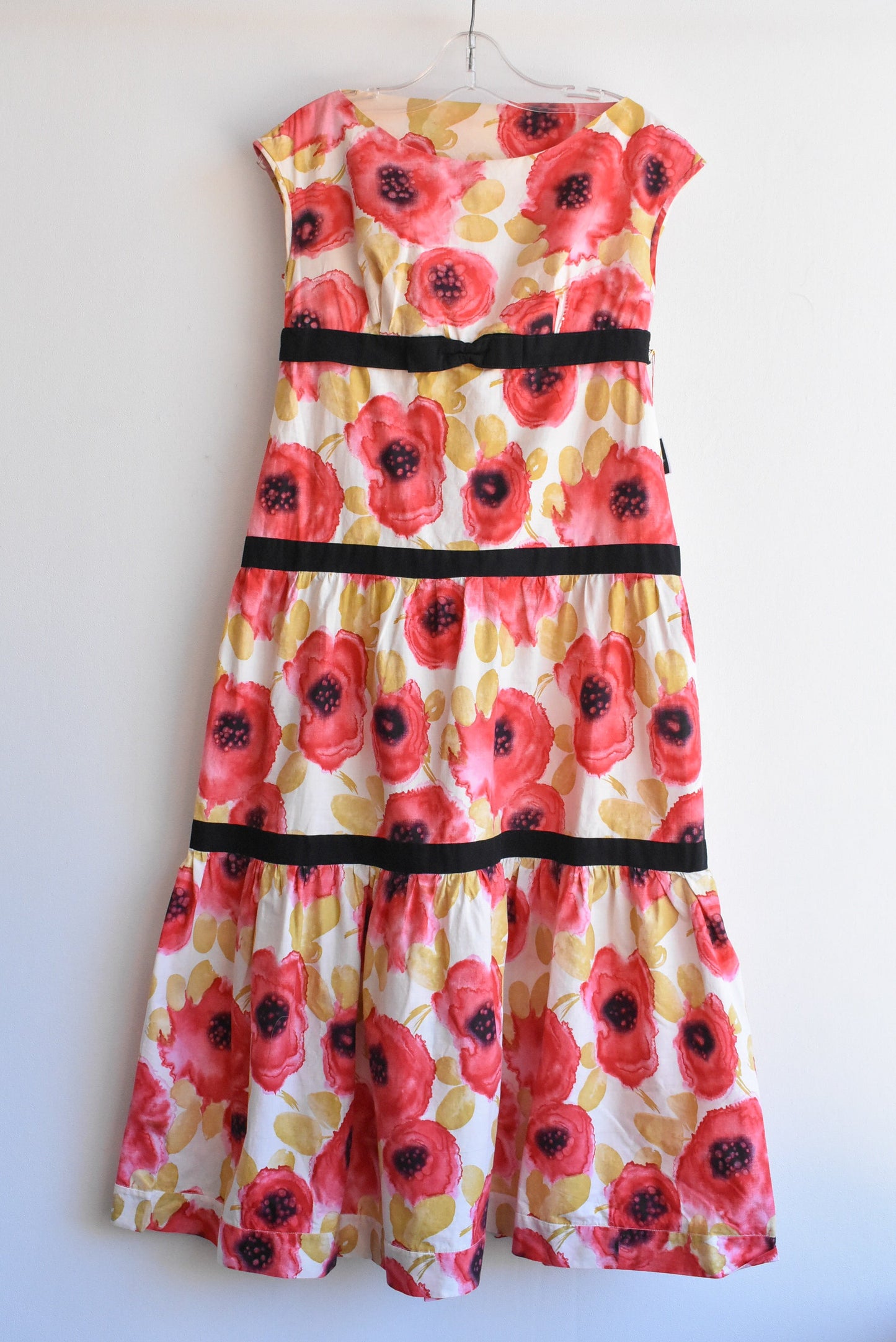 Homemade retro pink floral dress