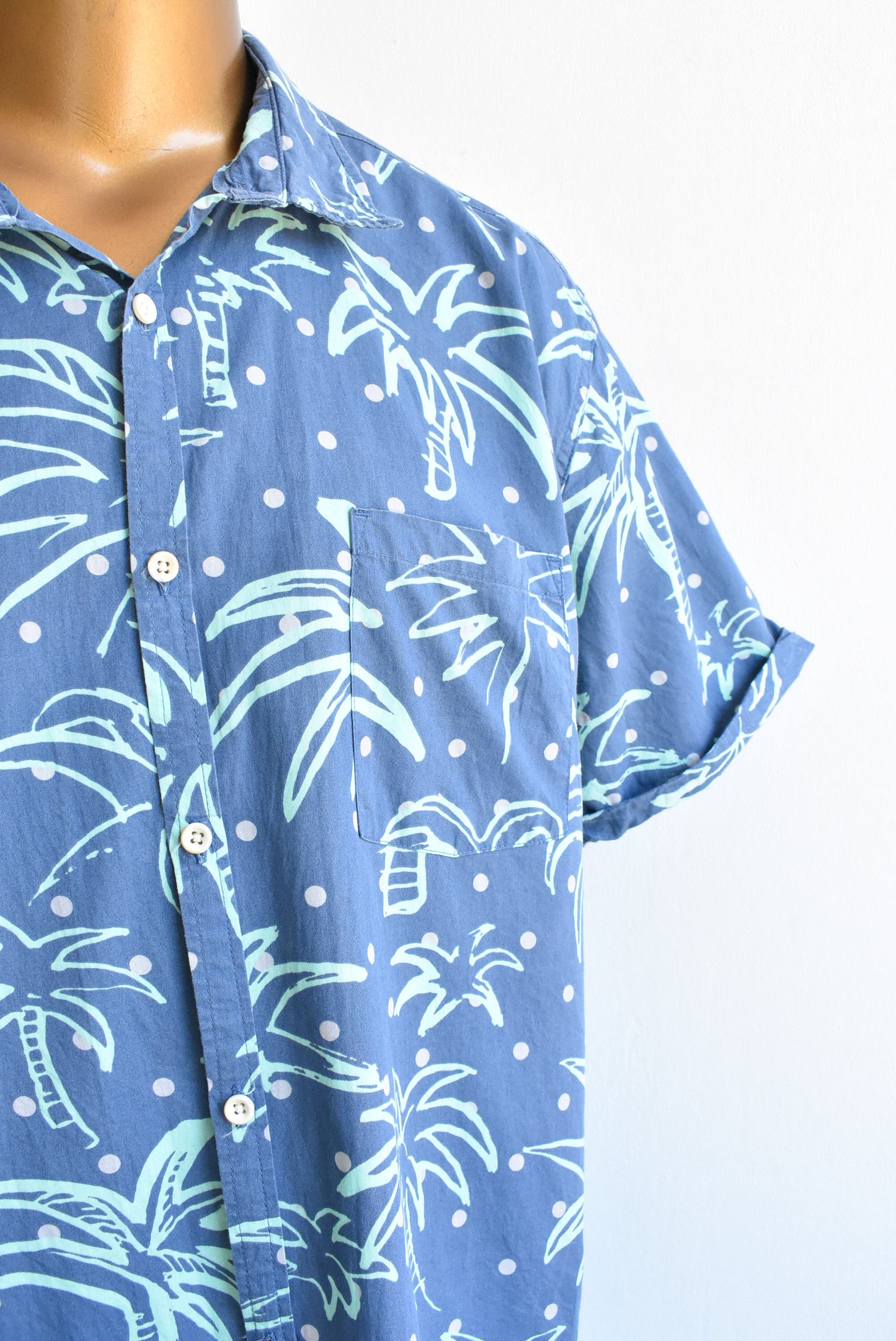 Quicksilver men's palm tree 100% cotton shirt, size XXL