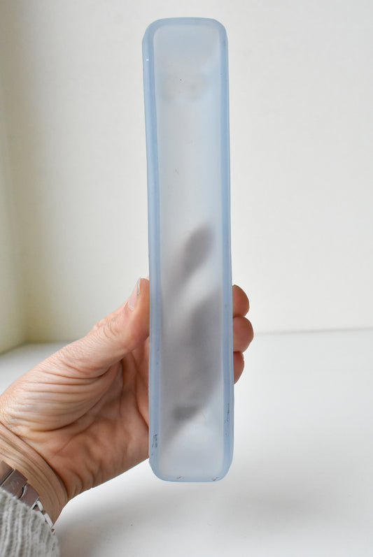 Vintage frosted glass trough vase