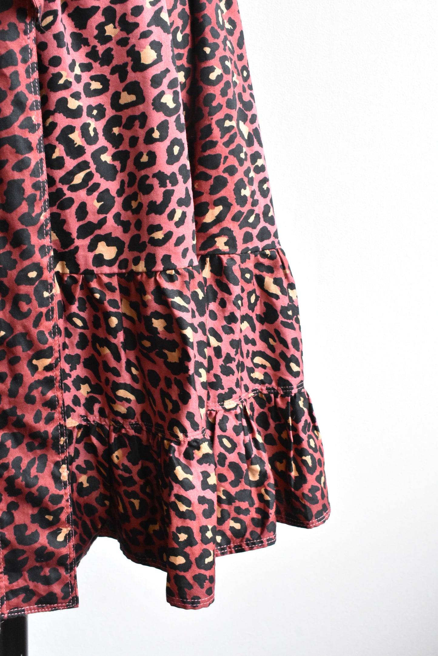 Red leopard print wrap dress, size 10