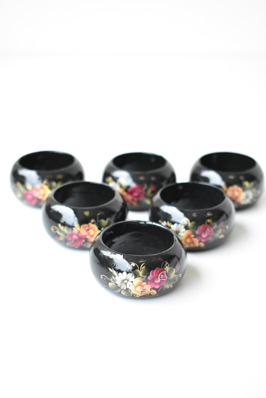 Hand painted and lacquered napkin rings