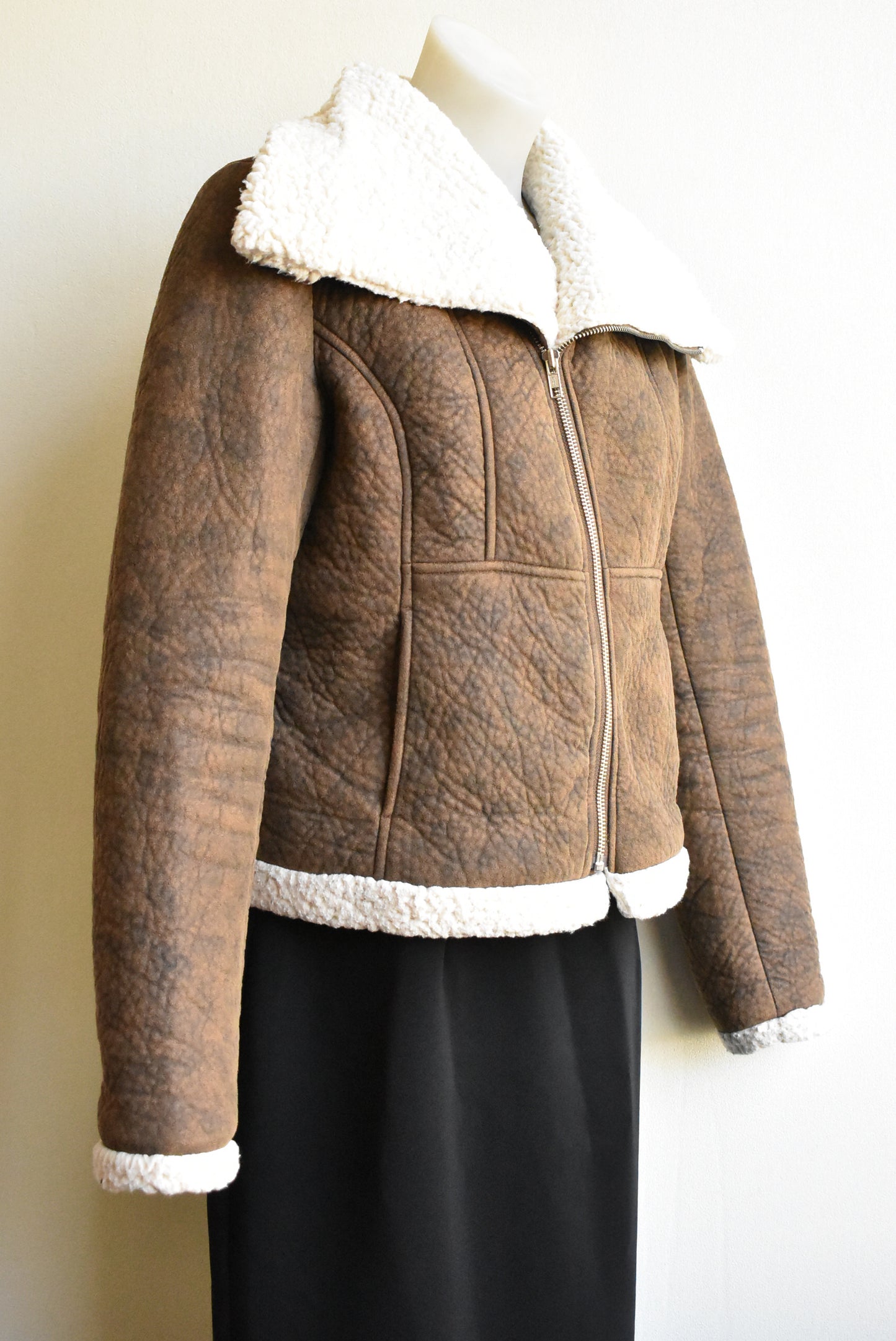 Ezzue faux sheepskin aviator jacket, size 12