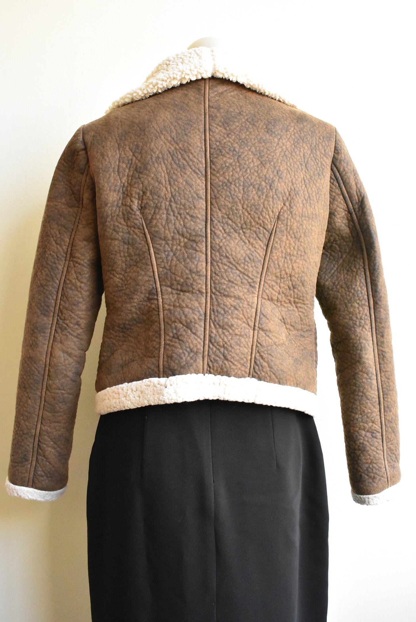 Ezzue faux sheepskin aviator jacket, size 12