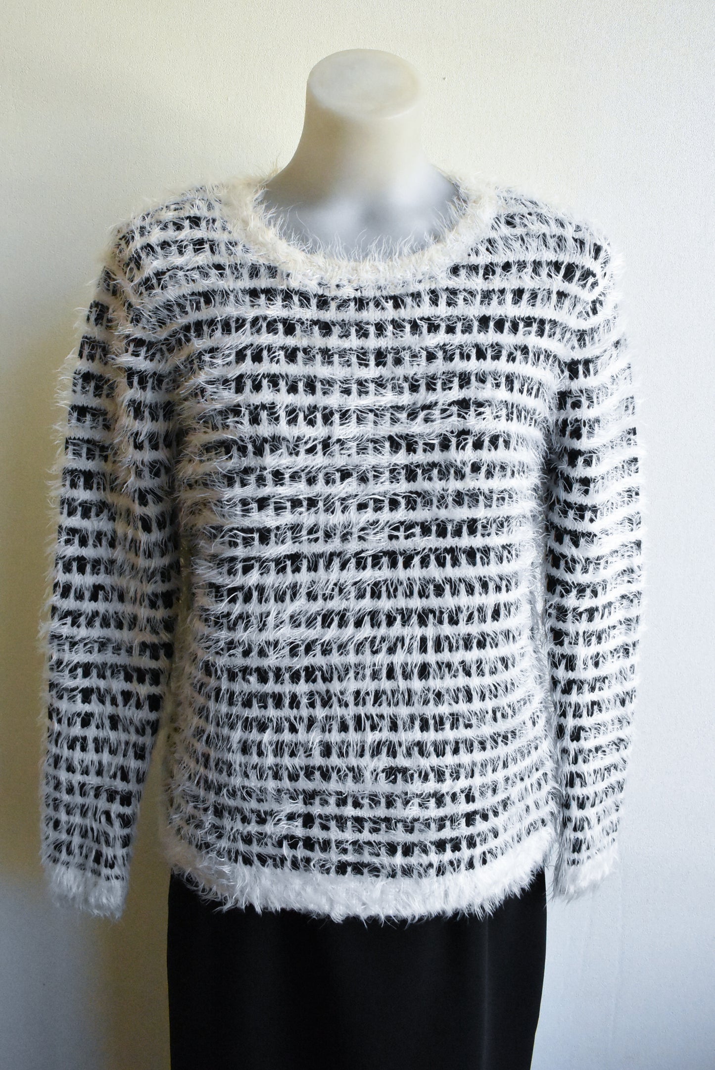 Glassons black and cream fluffy jumper, size S