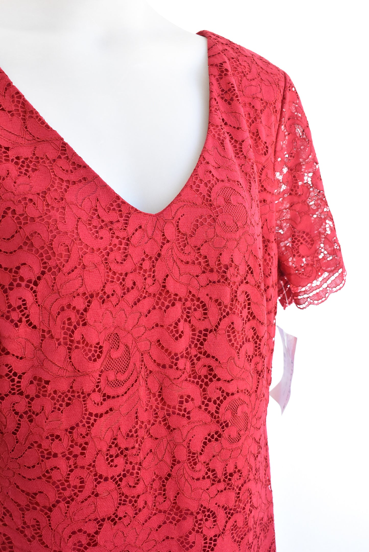 Ralph Lauren ruby red lacy dress NEW, size L