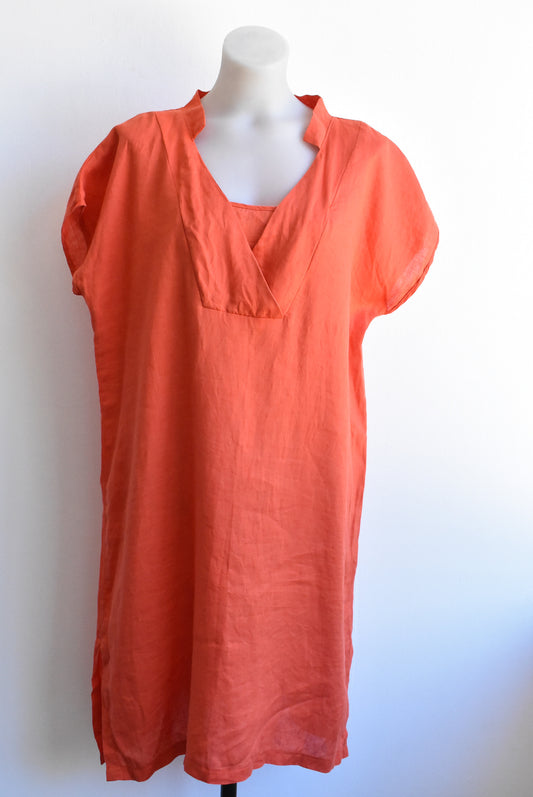 Vigorella linen orange shift dress, size L