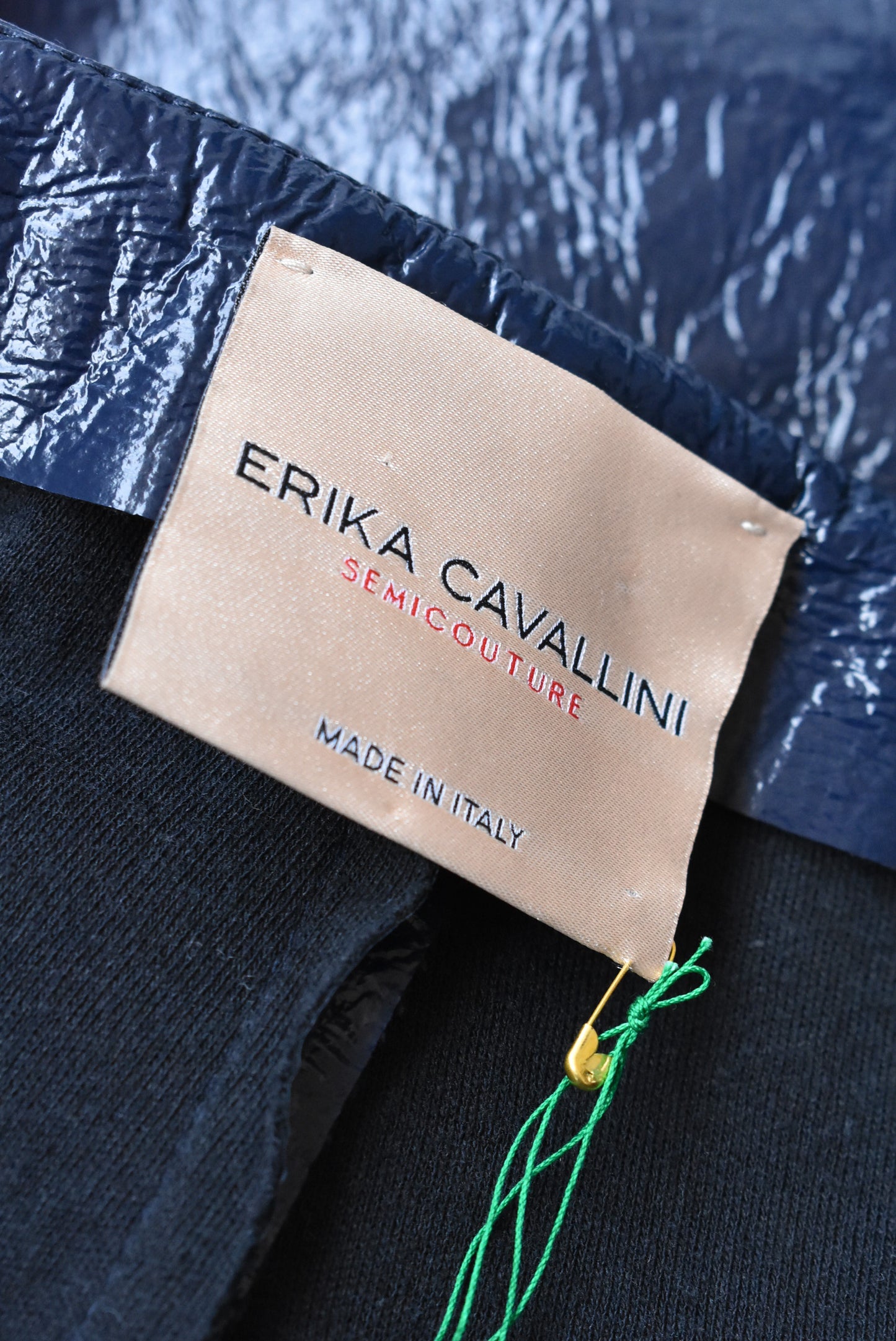 Erika Cavallini blue faux-leather shiny capris, size 40